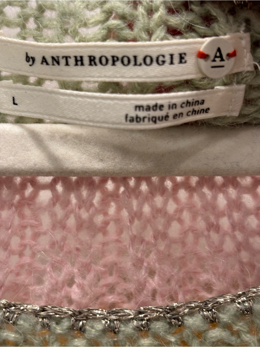 Anthropologie Colleen Sweater Gray Scoop-Neck Sweater with Pastel Rainbow Yoke - Picture 7 of 9